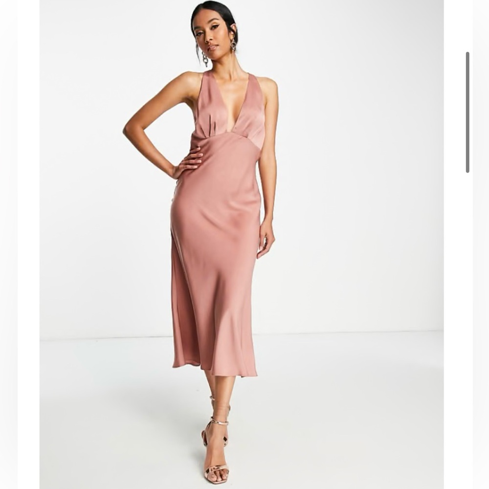 Satin Plunge Racer back Dress